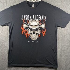 Jason Aldean's Nashville Burn It Down Black T-Shirt 100% Cotton Men's XL